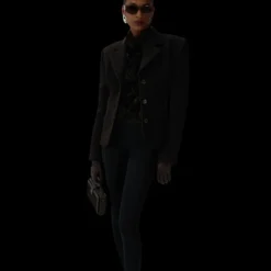 Veste blazer cintré MAGDA BUTRYM laine bouclette marron foncé