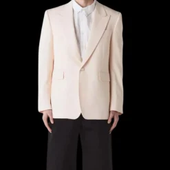 Veste blazer Col Flèche ALEXANDER MCQUEEN Boutonnage Simple Épaules Marquées rose pale
