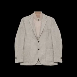 Veste blazer CORNELIANI laine coton chevrons beige