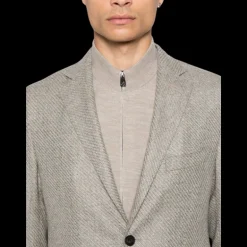 Veste blazer CORNELIANI laine coton chevrons beige