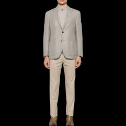 Veste blazer CORNELIANI laine coton chevrons beige