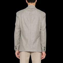 Veste blazer CORNELIANI laine coton chevrons beige