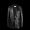Veste Blazer SAINT LAURENT simple boutonnage cuir noir