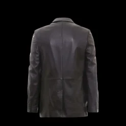 Veste Blazer SAINT LAURENT simple boutonnage cuir noir