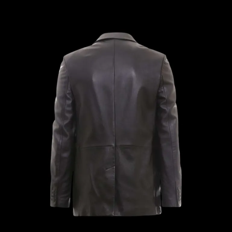 Veste Blazer SAINT LAURENT simple boutonnage cuir noir