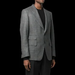 Veste blazer TOM FORD Prince de Galles laine carreaux gris noir