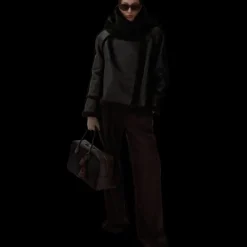 Veste boutonnée MAGDA BUTRYM peau mouton retournée cuir marron chocolat