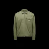 Veste chemise zippée MONCLER gabardine coton kaki poche poitrine