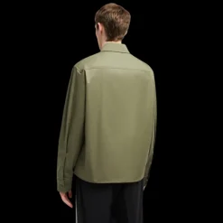 Veste chemise zippée MONCLER gabardine coton kaki poche poitrine