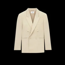 Veste Costume SAINT LAURENT smoking beige bande satin