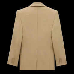 Veste Costume SAINT LAURENT Blazer simple bouton gabardine de laine beige foncé
