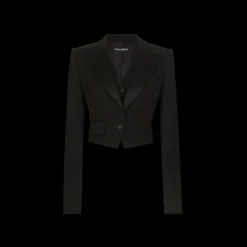 Veste courte boléro DOLCE & GABBANA gabardine laine avec gilet noir