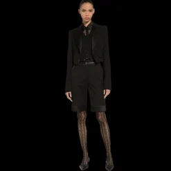 Veste courte boléro DOLCE & GABBANA gabardine laine avec gilet noir