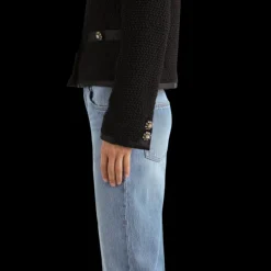 Veste courte DOLCE & GABBANA tweed bouclé laine vierge soie noir boutons bijoux