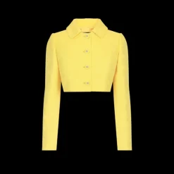 Veste courte matelassée DOLCE & GABBANA jacquard jaune logo DG all over