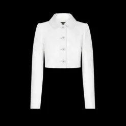 Veste courte matelassée DOLCE & GABBANA  jacquard blanc logo DG all over