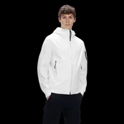 Veste CP COMPANY zippée CP SHELL R Medium Blanc Capuche Lentille