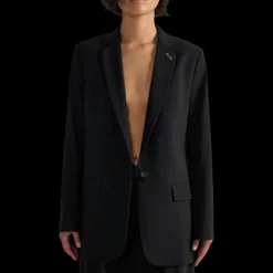 Veste de costume BARBARA BUI droite 1 bouton toile laine noir