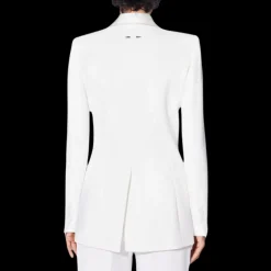 Veste de costume Blazer BARBARA BUI cintré crêpe blanc col satin