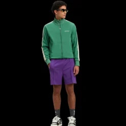 Veste de survêtement PALM ANGELS zippée col montant nylon vert logo blanc bande beige