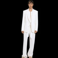 Veste DOLCE & GABBANA Sicilia ajustée laine stretch blanc simple boutonnage