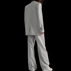 Veste droite costume BARBARA BUI laine gris rayure tennis blanc