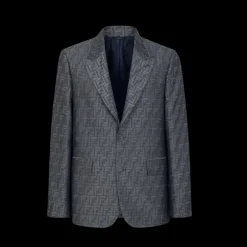 Veste droite FENDI coupe classique Fendi Shadow jacquard FF bleu