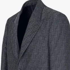 Veste droite FENDI coupe classique Fendi Shadow jacquard FF bleu