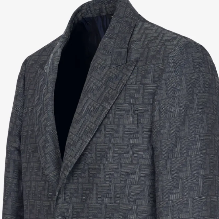 Veste droite FENDI coupe classique Fendi Shadow jacquard FF bleu