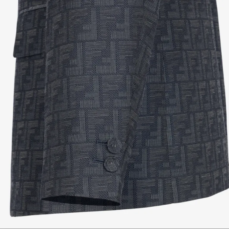 Veste droite FENDI coupe classique Fendi Shadow jacquard FF bleu