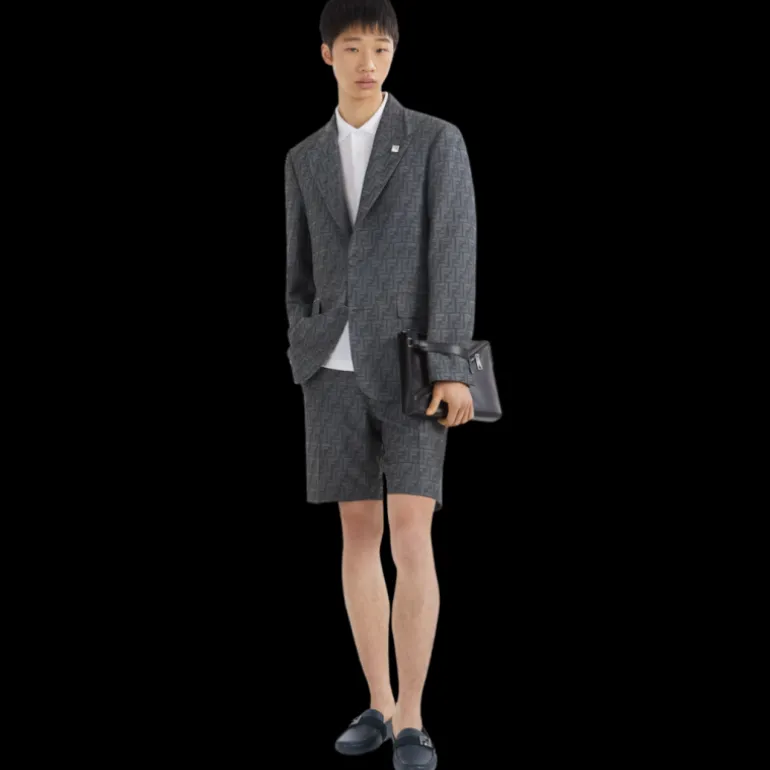 Veste droite FENDI coupe classique Fendi Shadow jacquard FF bleu