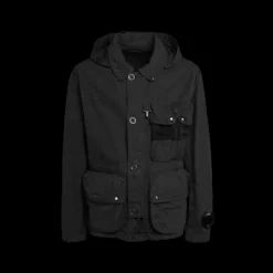 Veste duvet CP COMPANY coton noir DD Shell multipoche lunettes capuche