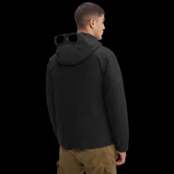 Veste duvet CP COMPANY coton noir DD Shell multipoche lunettes capuche