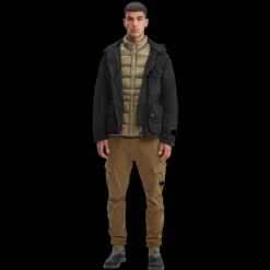 Veste duvet CP COMPANY coton noir DD Shell multipoche lunettes capuche
