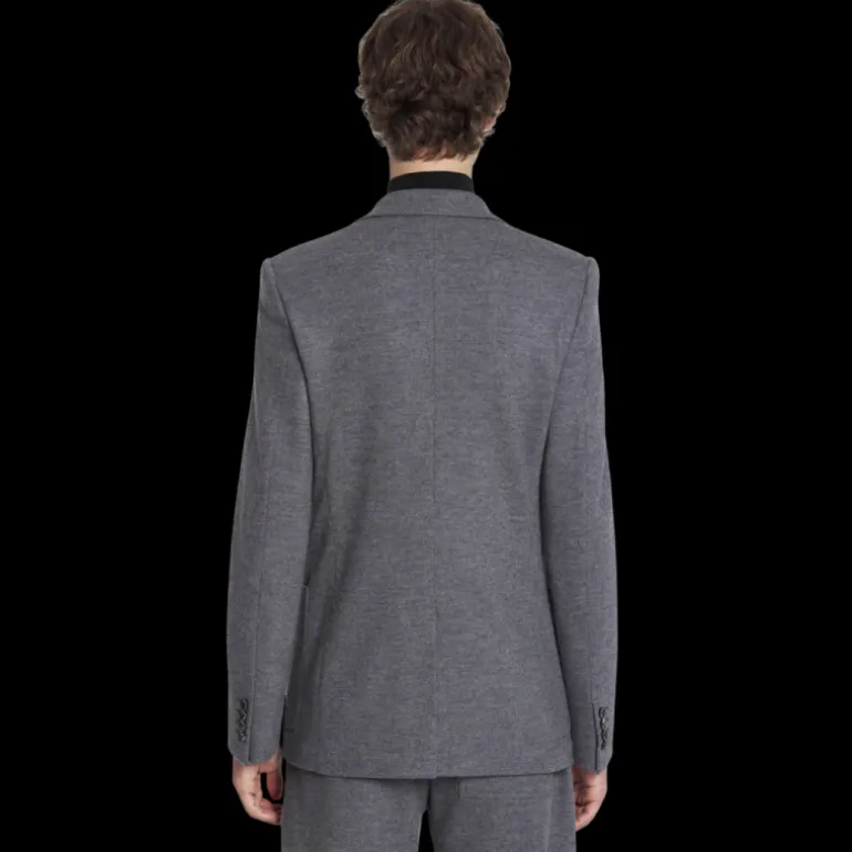 Veste LANVIN simple boutonnage poches plaquées jersey laine gris foncé