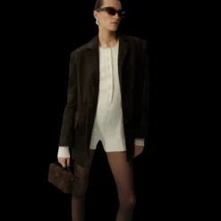 Veste MAGDA BUTRYM oversize cuir mouton daim marron chocolat