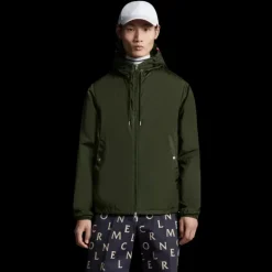 Veste MONCLER Grimpeurs zippée capuche nylon kaki liseret tricolore