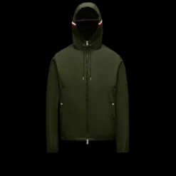 Veste MONCLER Grimpeurs zippée capuche nylon kaki liseret tricolore