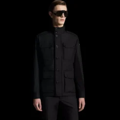 Veste Saharienne MONCLER Lez nylon noir poches capuche amovible