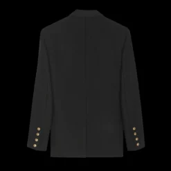 Veste SAINT LAURENT à double boutonnage poils de chameau recyclés noir