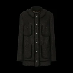 Veste simple boutonnage DOLCE & GABBANA tweed laine raschel noir