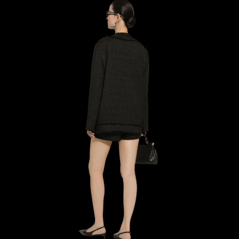 Veste simple boutonnage DOLCE & GABBANA tweed laine raschel noir
