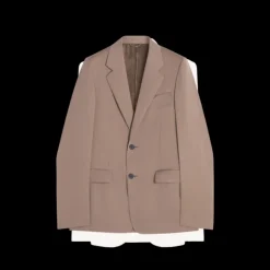 Veste simple boutonnage LANVIN laine tissée marron glacé