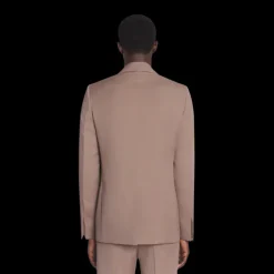 Veste simple boutonnage LANVIN laine tissée marron glacé