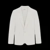 veste simple boutonnage SAINT LAURENT col flèche gabardine laine vierge craie