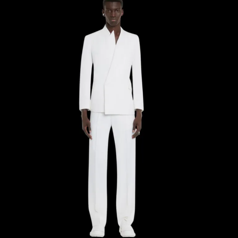Veste Smoking ALEXANDER MCQUEEN Asymétrique col flèche Blanc Doux
