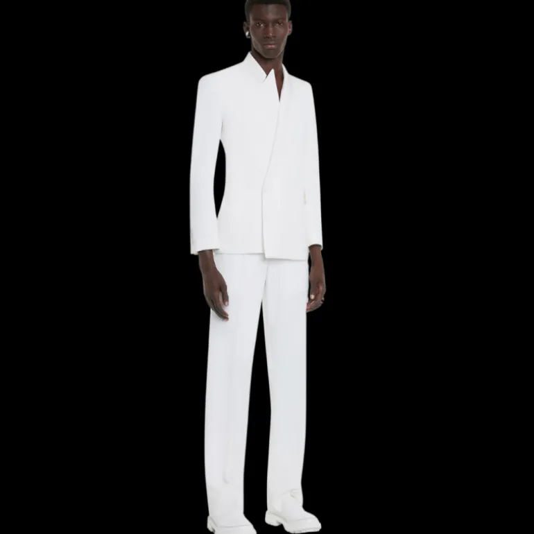Veste Smoking ALEXANDER MCQUEEN Asymétrique col flèche Blanc Doux