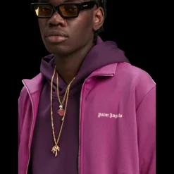 Veste survêtement PALM ANGELS zippée violet bande blanche logo