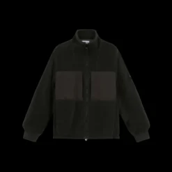 Veste survêtement STONE ISLAND Blouson zippé bi matière polaire nylon noir