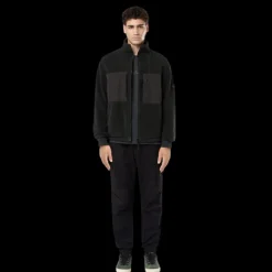 Veste survêtement STONE ISLAND Blouson zippé bi matière polaire nylon noir